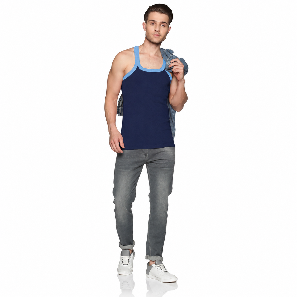 Men's 100% Cotton Gym Vest | Single Rib Fabric | Sleeveless Sports Vest - PAIR OF 3 [PACK OF 1]