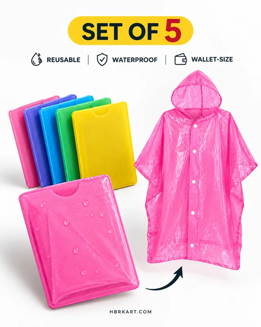 🌧️ Set of 5 Multicolour Waterproof Raincoat ☔