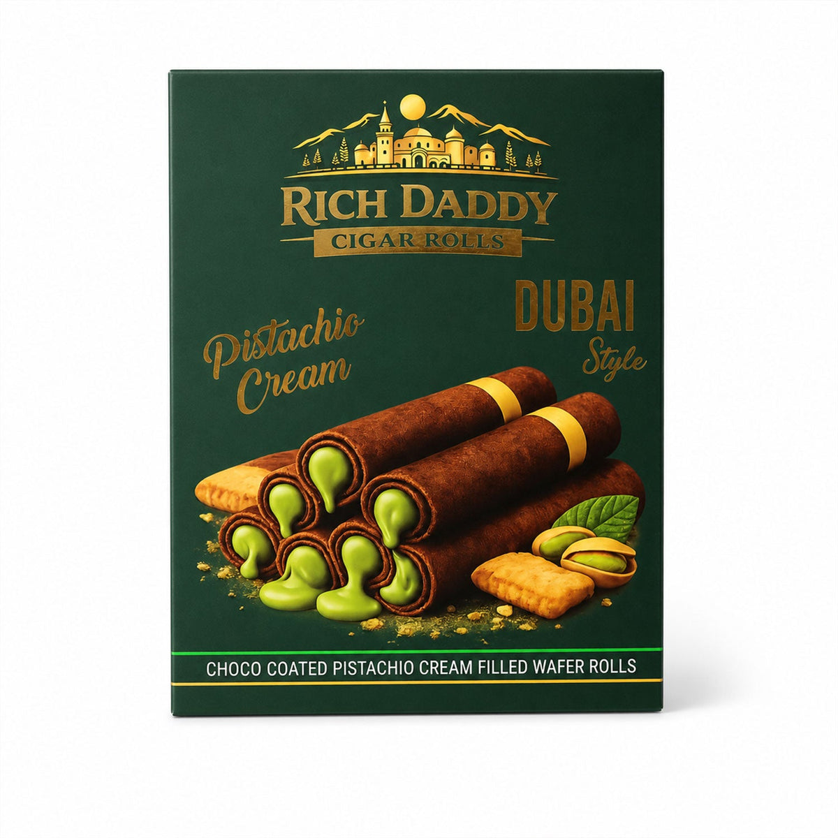 Back of Pistachio Cream Cigar Rolls box showing ingredients